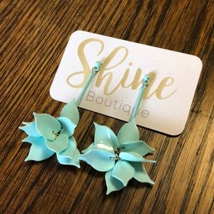 Turquoise flower petal drop earrings